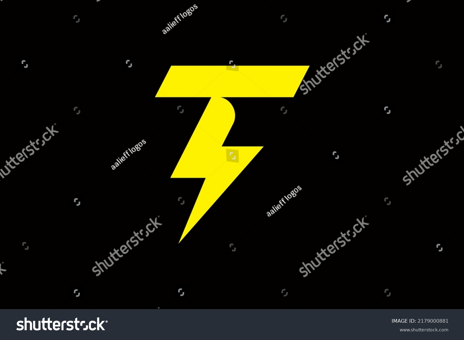 Simple Letter T Thunder Logo Design Stock Illustration 2179000881 ...