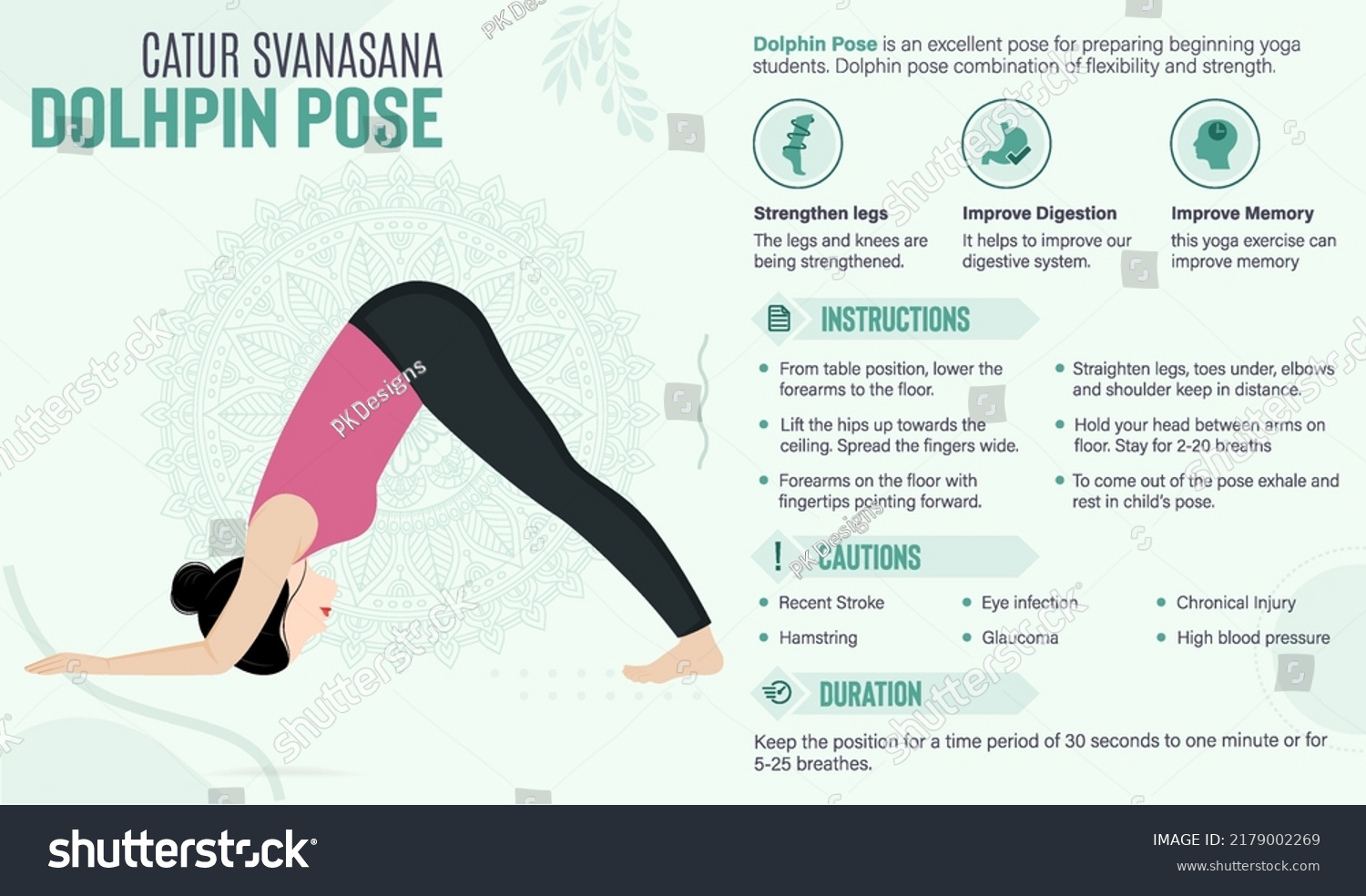 Dolphin Yoga Pose Guide Benefitsvector Illustration Stock Vector ...