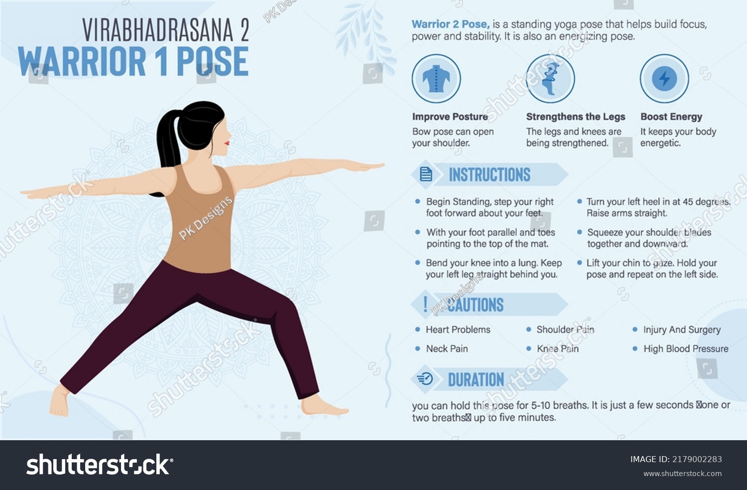 Warrior 2 Pose Guide Benefits Yoga Stock Vector (Royalty Free ...