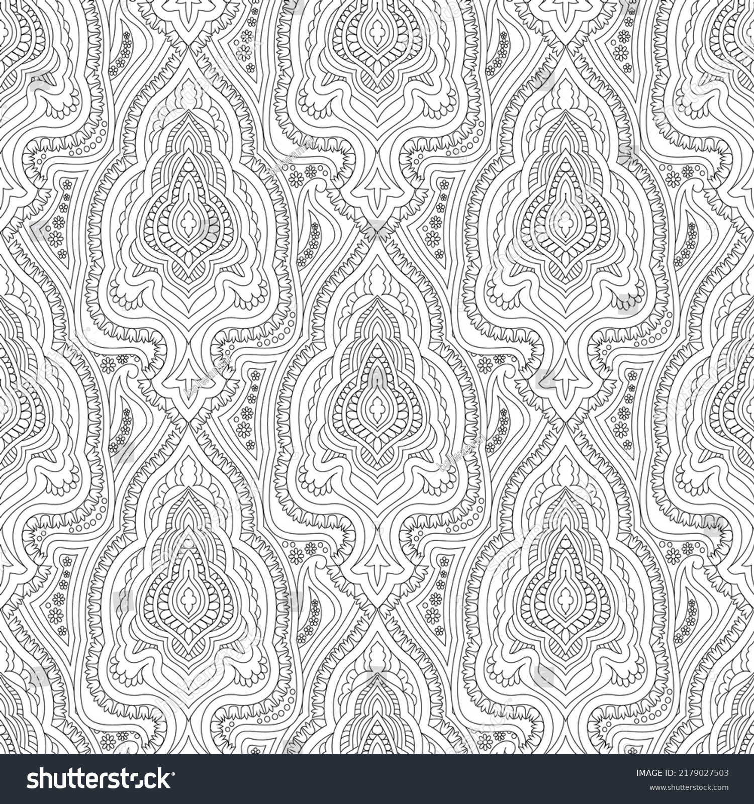 Black White Paisley Seamless Pattern On Stock Vector (Royalty Free ...