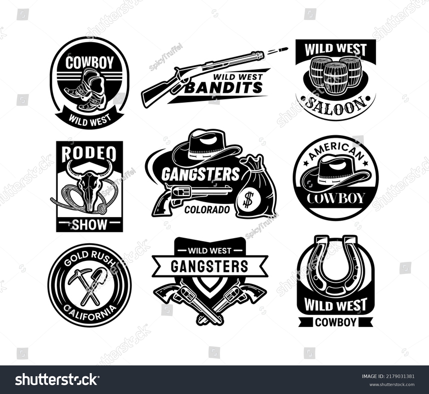 Western Cowboy Logo Vintage Wild West Stock Vector (Royalty Free ...