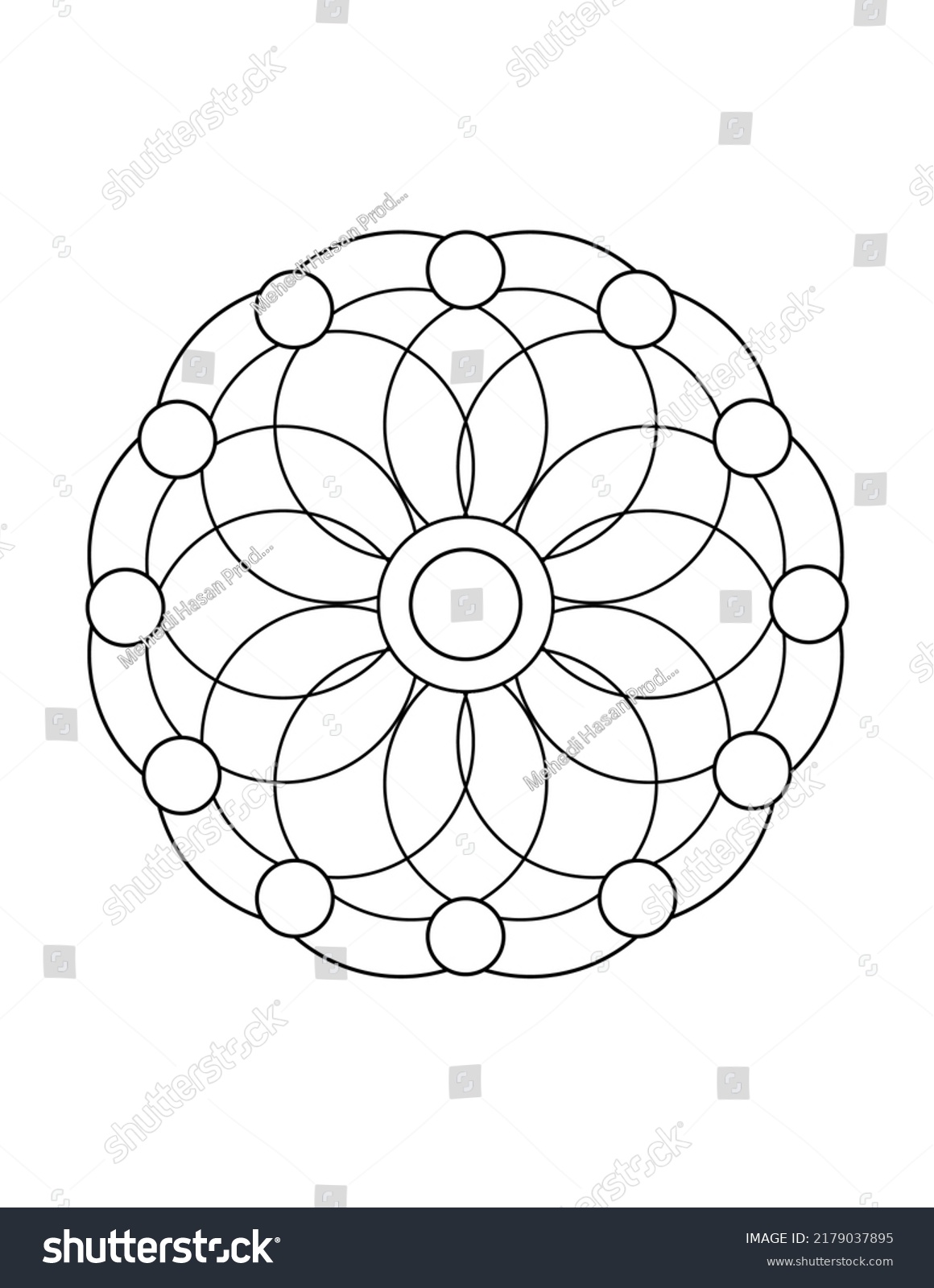 Easy Mandala Coloring Page Kids Stock Illustration 2179037895 ...