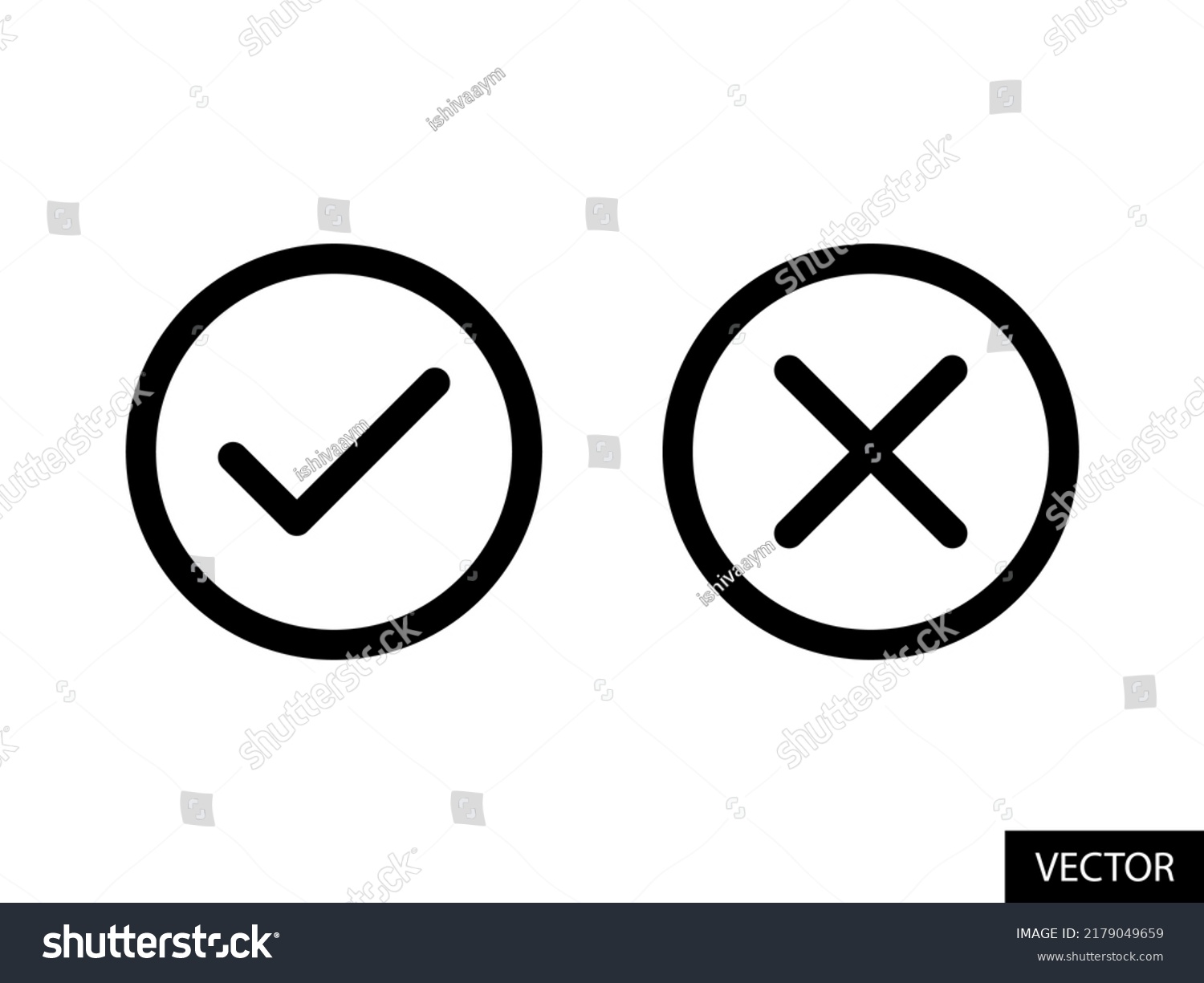 Tick Cross Checkmark Vector Icons Line Stock Vector (Royalty Free ...