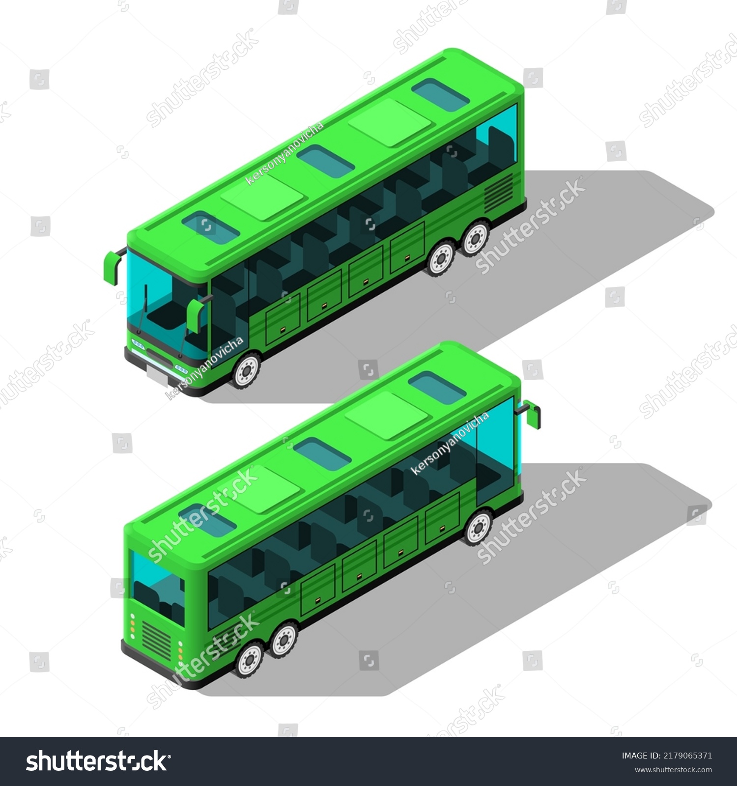 Isometric 3d Transportation Car Bus Element Stock Vector (Royalty Free ...