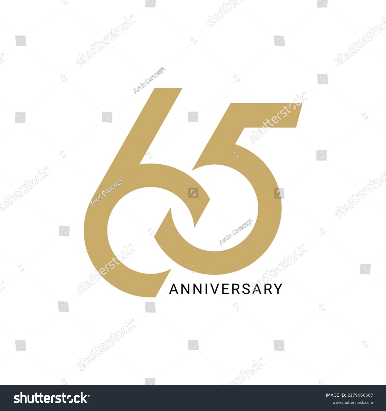 65th Year Anniversary Logo Golden Color Stock Vector (Royalty Free ...