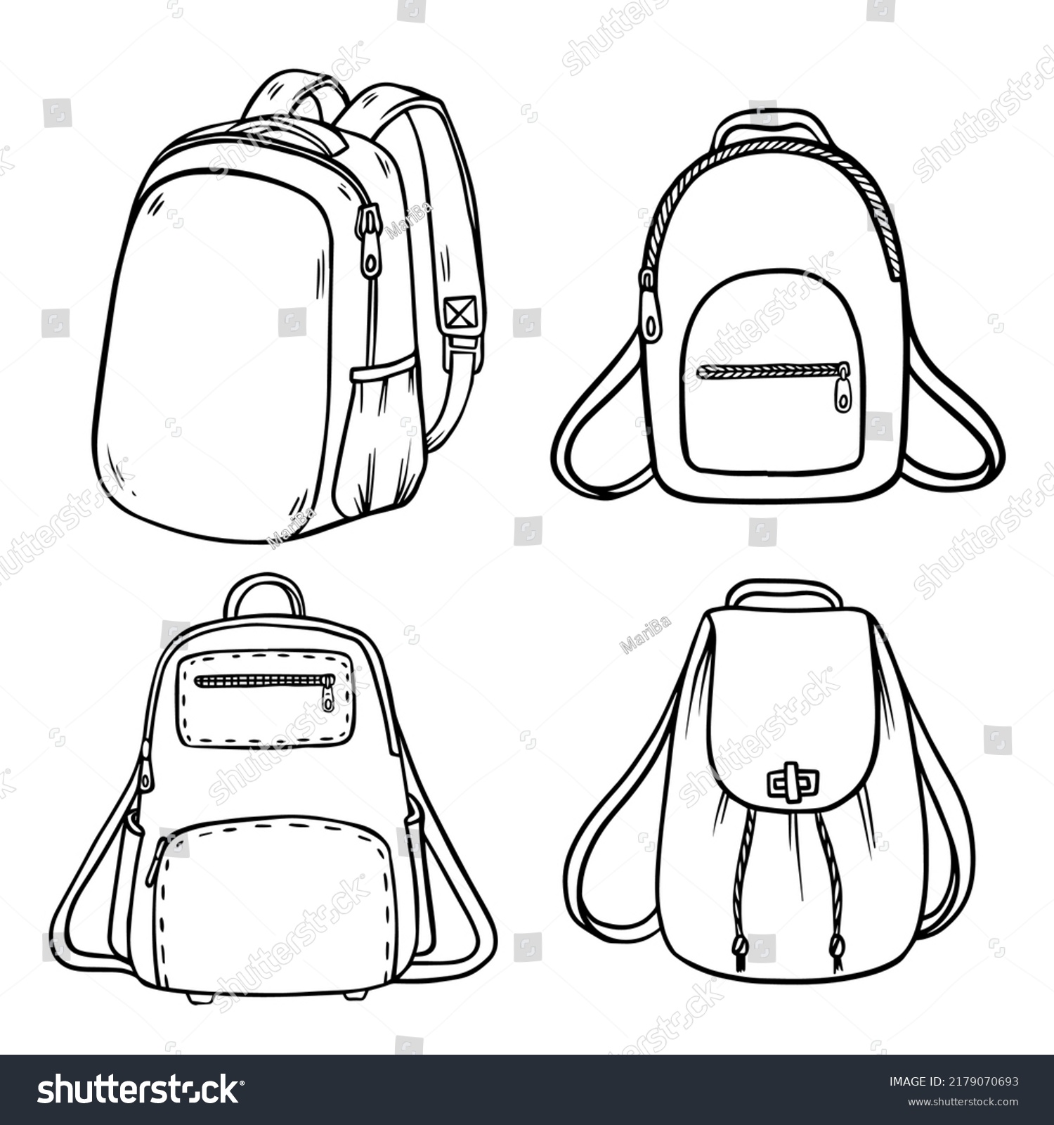 Sketch Backpacks School Walking Sports Backpack Stock Vector (Royalty ...