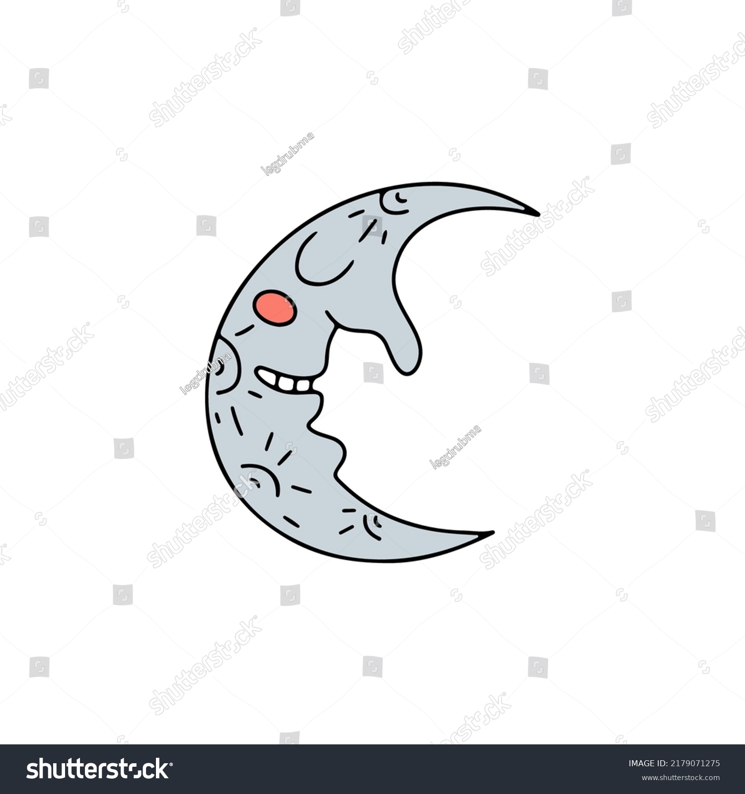 Half Moon Human Face Hand Drawn Stock Vector (Royalty Free) 2179071275 ...