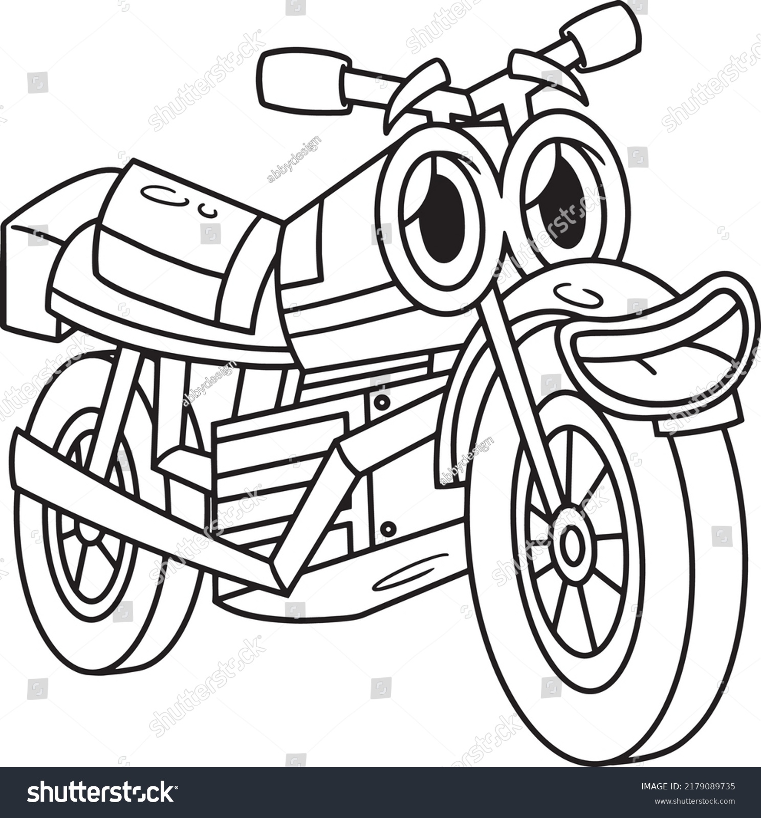 Motorcycle Face Vehicle Coloring Page Stock Vector (Royalty Free ...