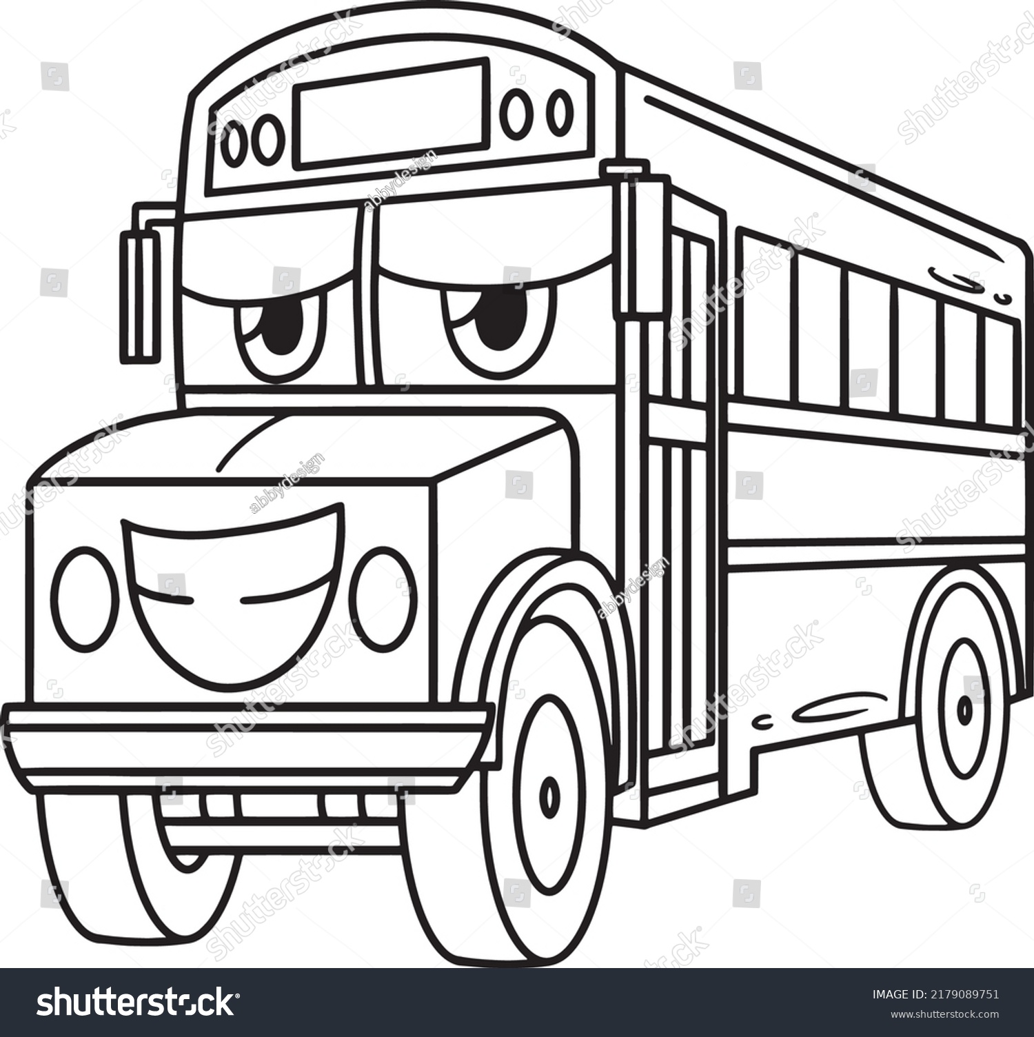 School Bus Face Vehicle Coloring Page Stock Vector (Royalty Free ...