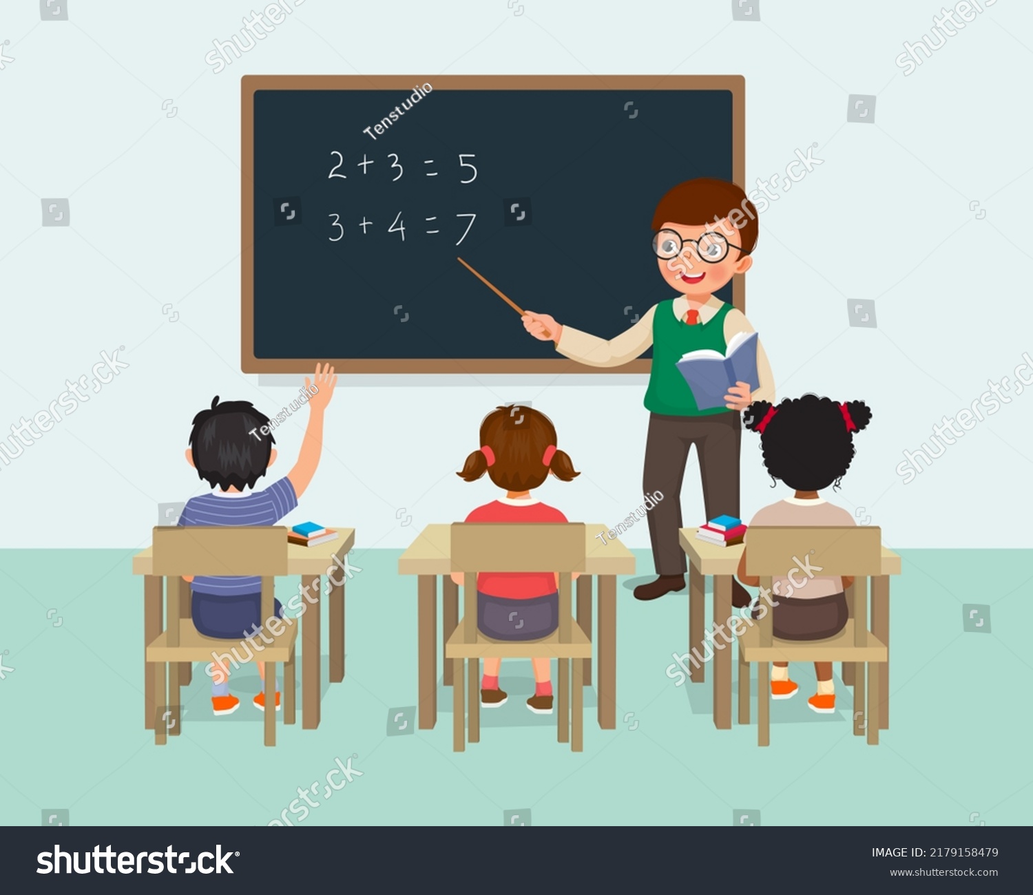 Young Male Teacher Teaching Math Lesson Stock Vector (Royalty Free ...