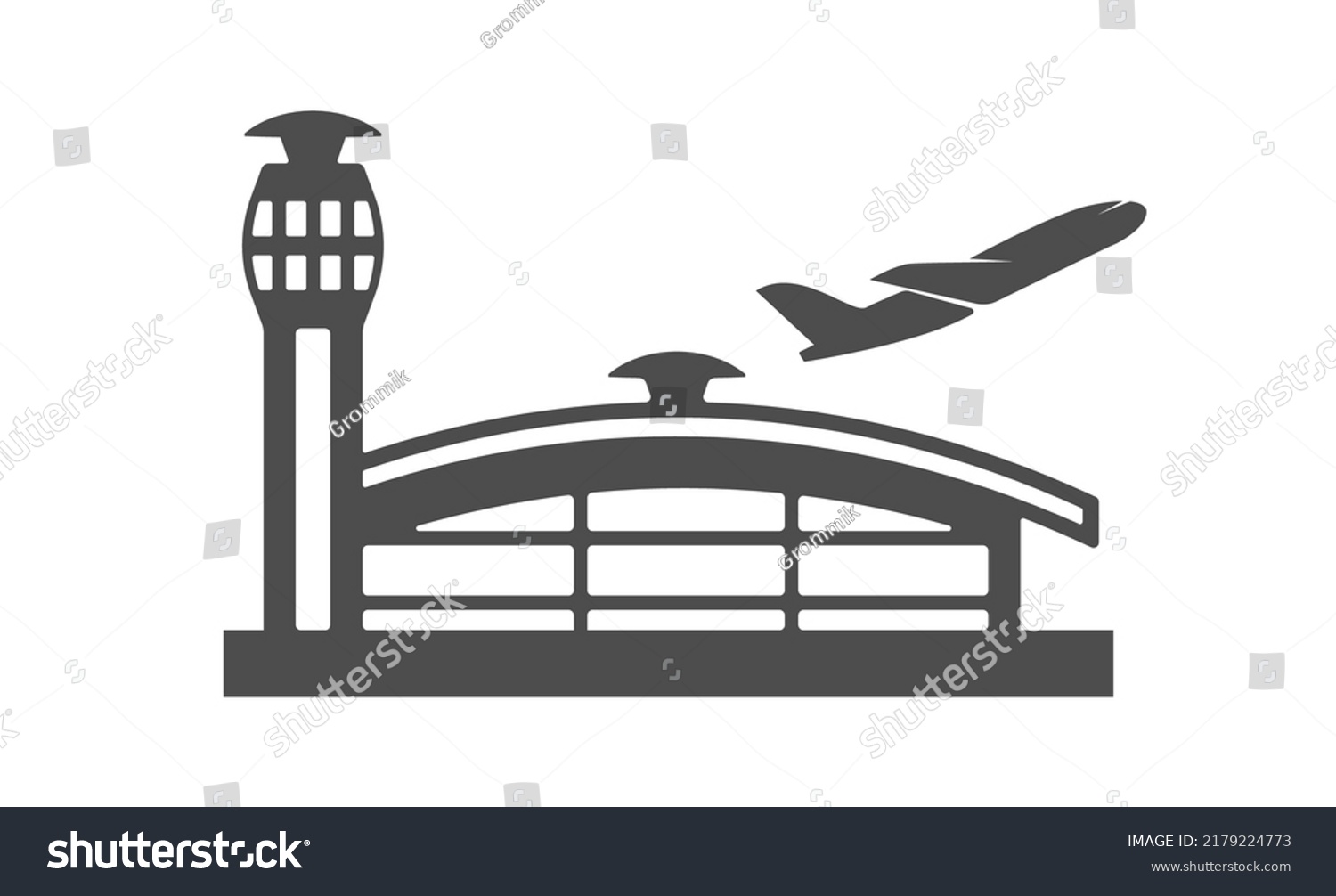 Silhouette Airport Building Vector Illustration Creative Stock Vector ...