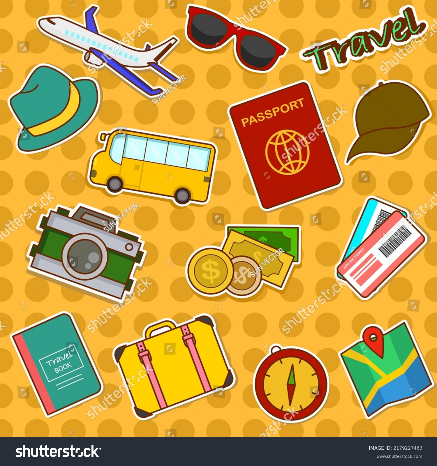 Travel Stickers Ticket Passport Travel Book Stock Vector (royalty Free 