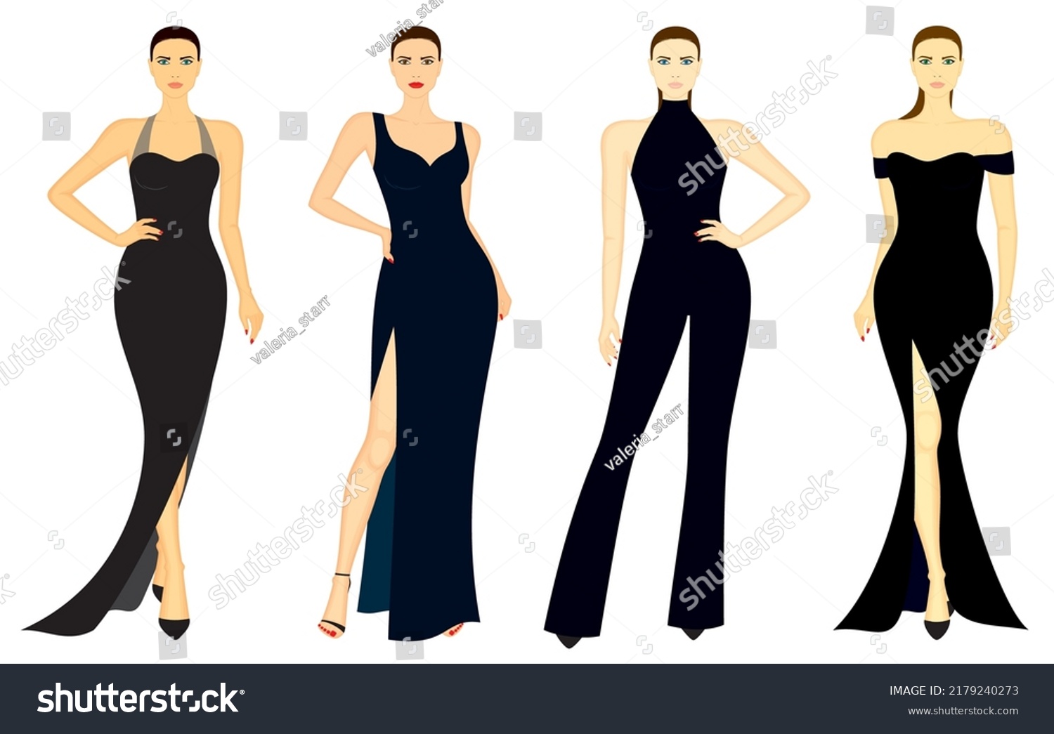 Fashion Illustration Pretty Young Ladies Slim Stock Vector (Royalty ...