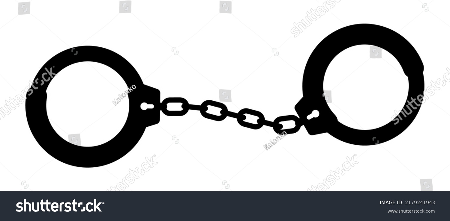 Handcuff Vector Black Icon Police Prison Stock Vector (Royalty Free ...