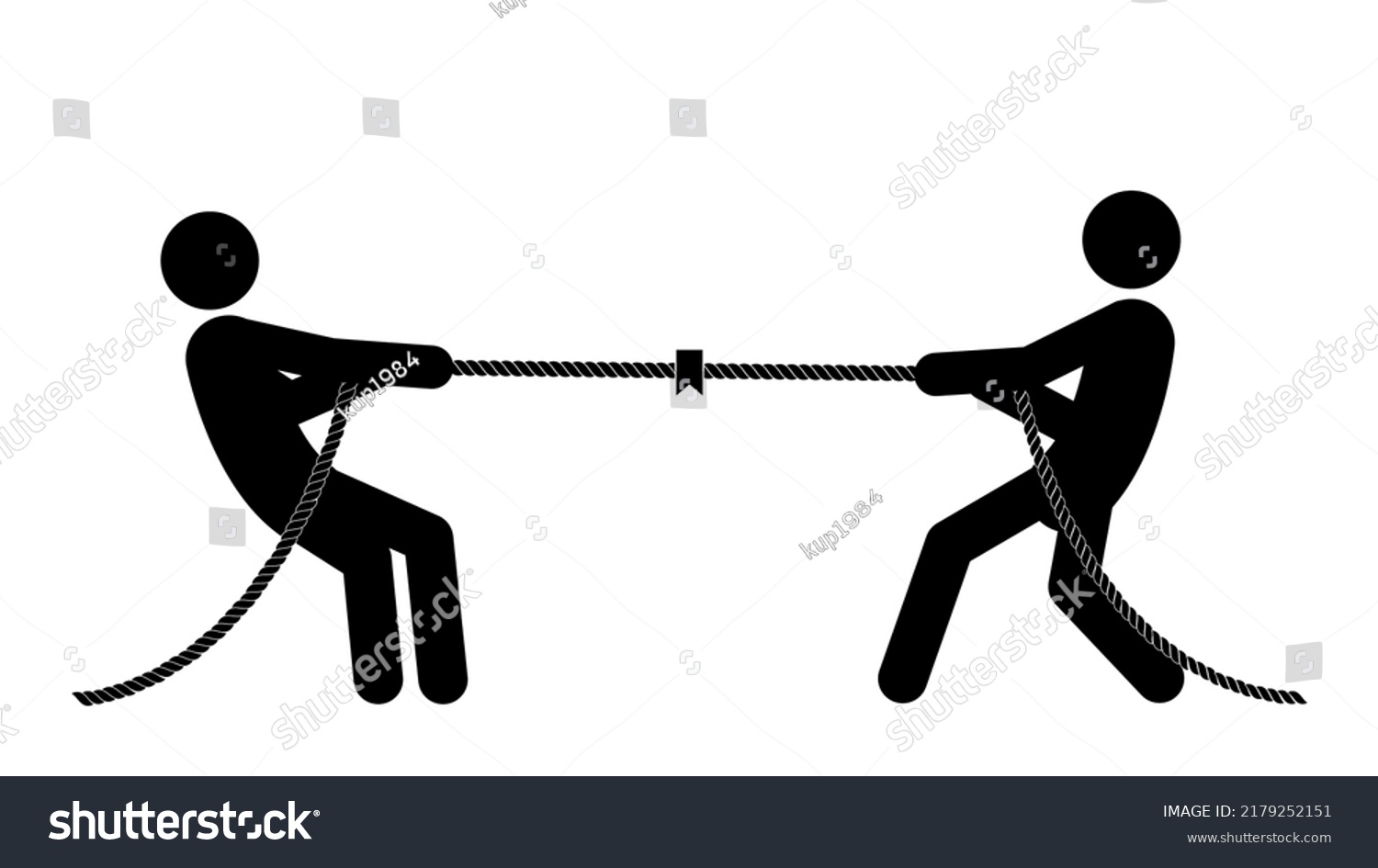 Set Stick Figures Tug War On Stock Vector (royalty Free) 2179252151 