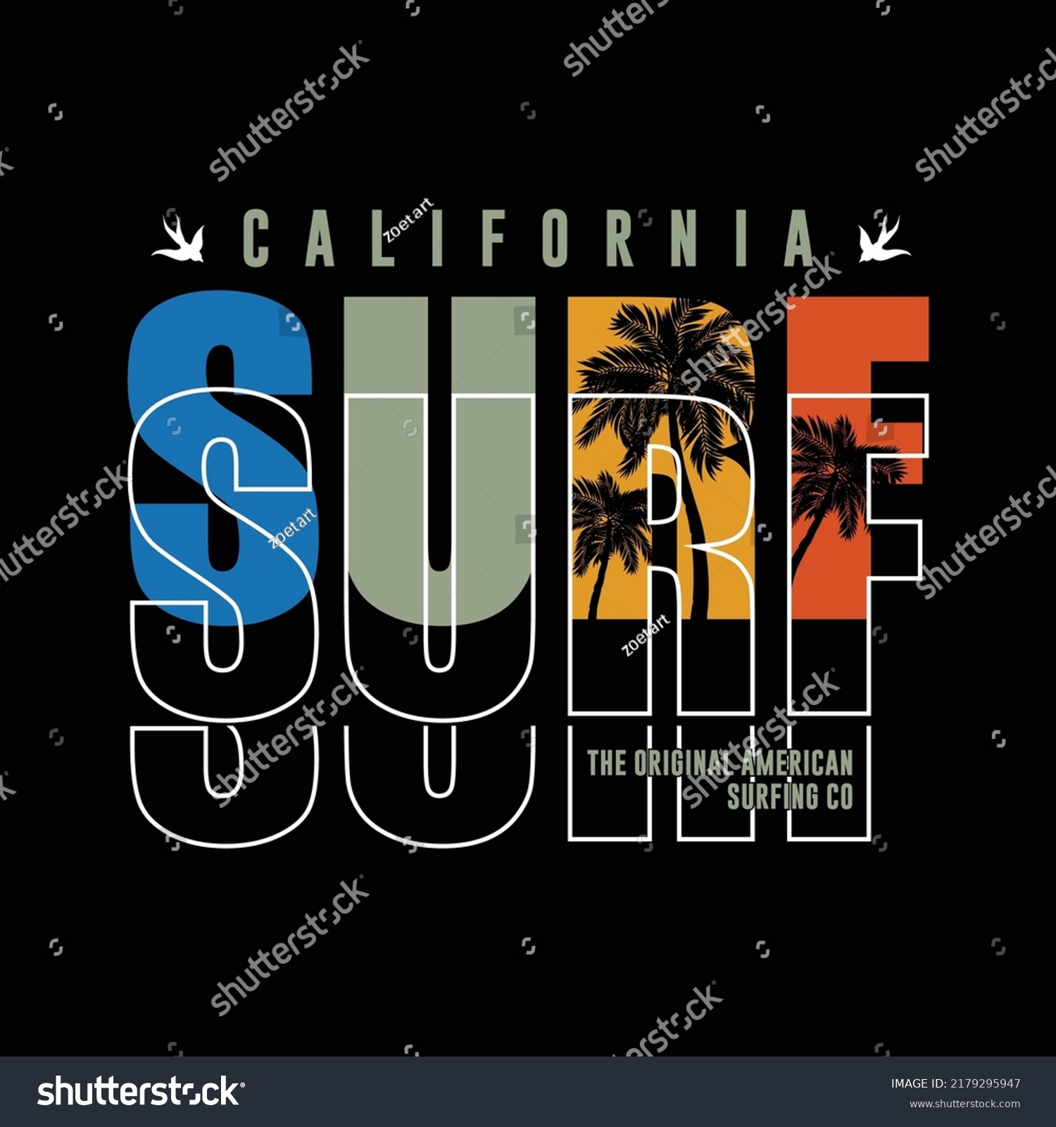 Vector Illustration On Theme Surfing Surf Stock Vector (Royalty Free ...