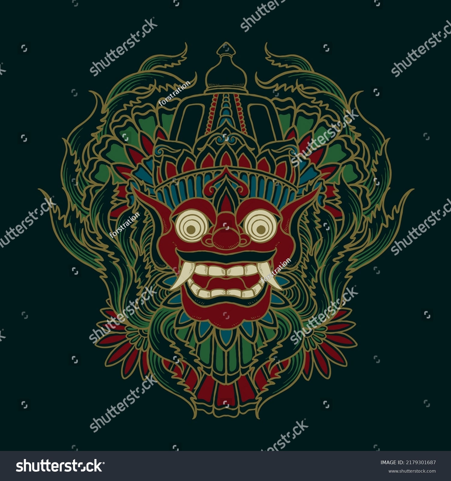 Kumbakarna Culture Mask Vector Illustration Stock Vector (Royalty Free ...