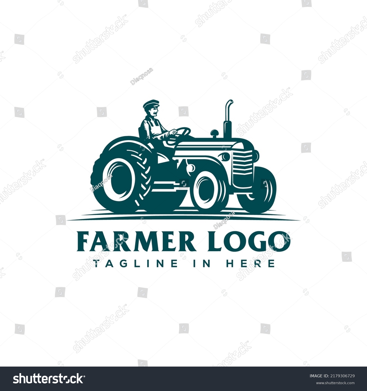 Farmer Tractor Logo Template Stock Vector (Royalty Free) 2179306729 ...