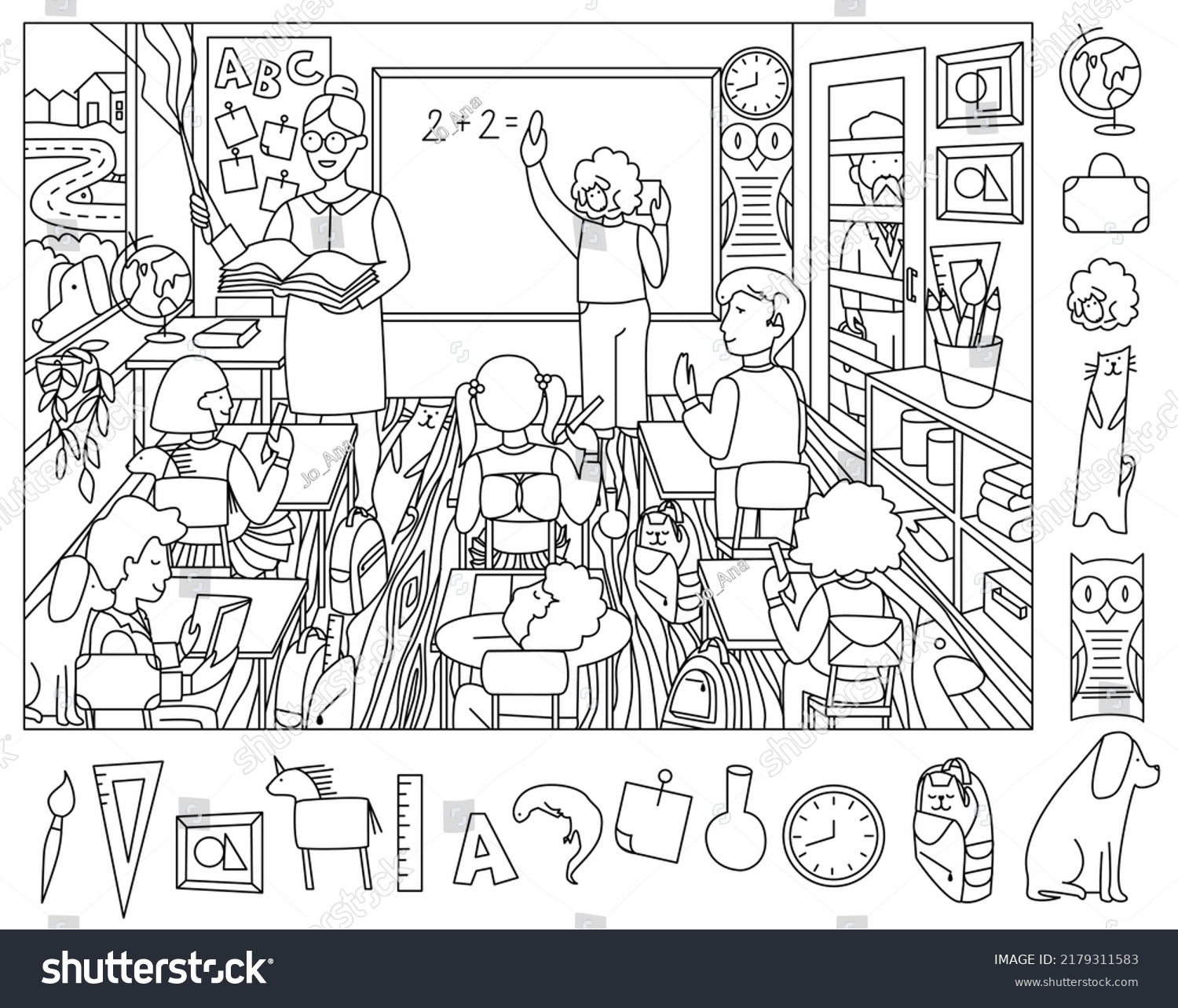 teacher-children-class-find-color-hidden-stock-vector-royalty-free-2179311583-shutterstock