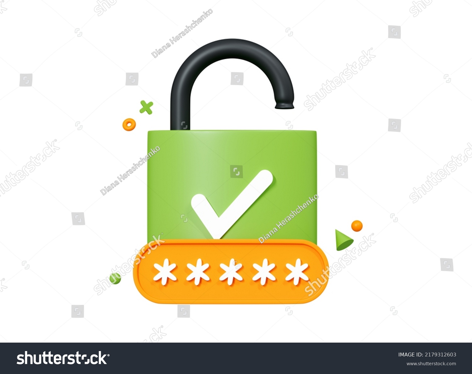 3d Unlocked Padlock Password Lock Pin Stock Illustration 2179312603 