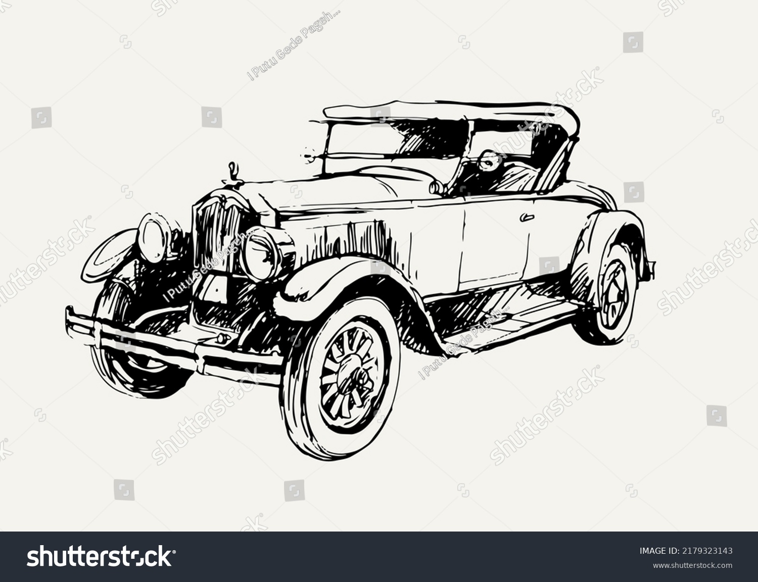 Old Car Sketch Ink Poster Art Stock Vector (Royalty Free) 2179323143 ...