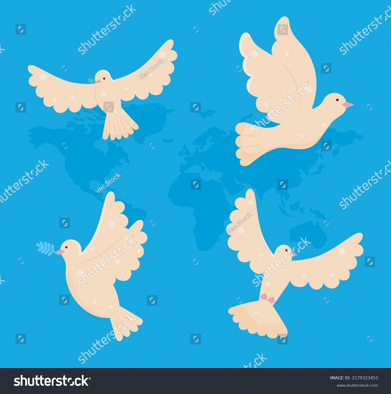 Cartoon Doves Peace Icon Set On Stock Vector Royalty Free 2179323453 Shutterstock 