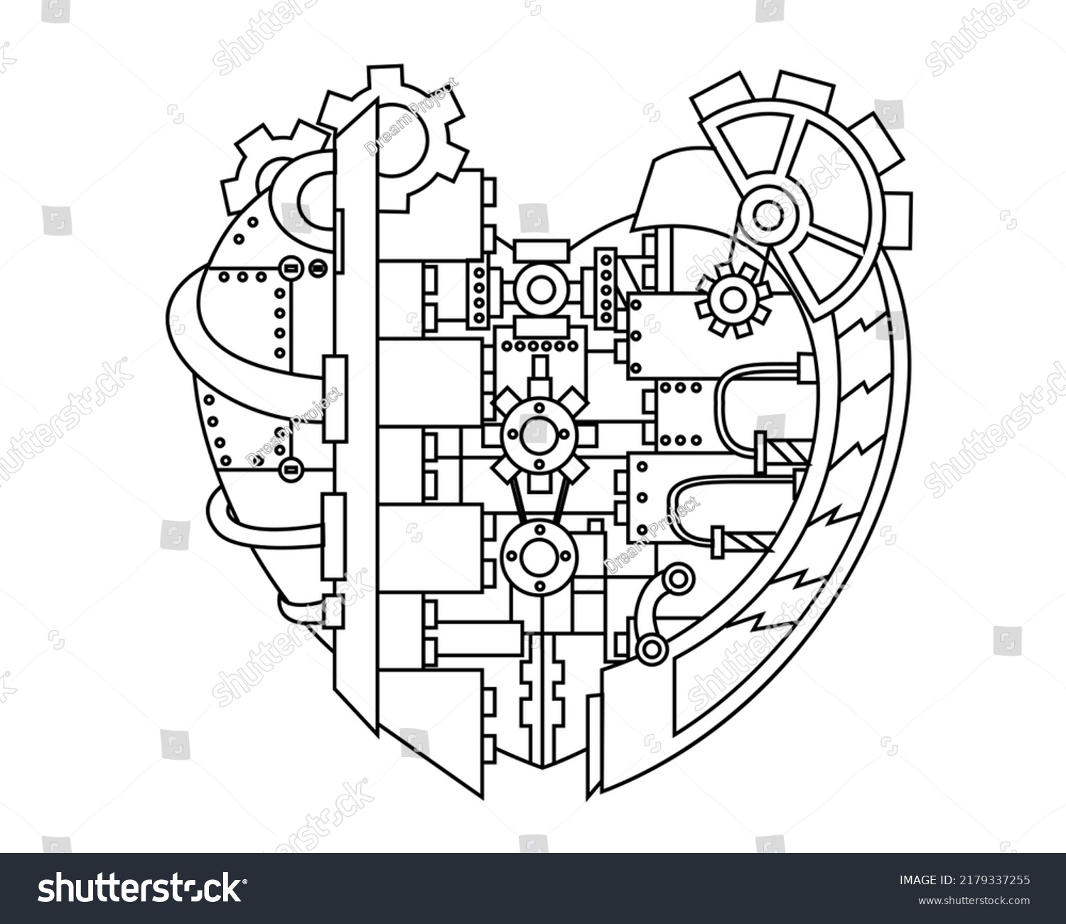 Illustration Graphic Love Steampunk Outline Good Stock Vector (Royalty ...