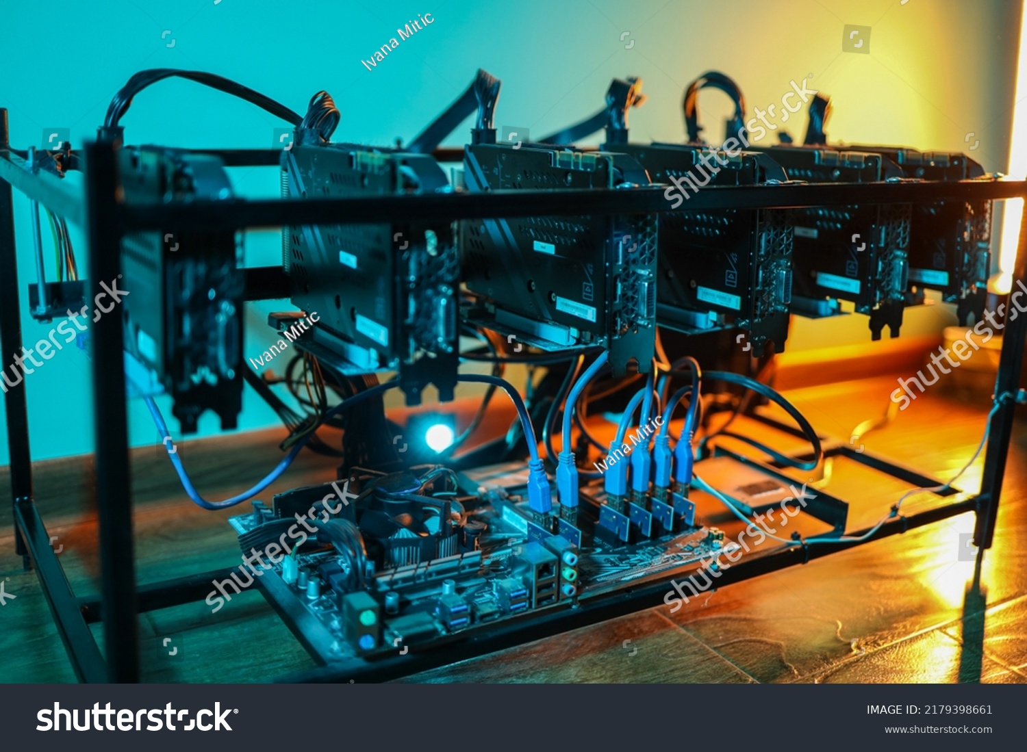 Cryptocurrency Mining Rig Computer Graphics Stock Photo 2179398661 