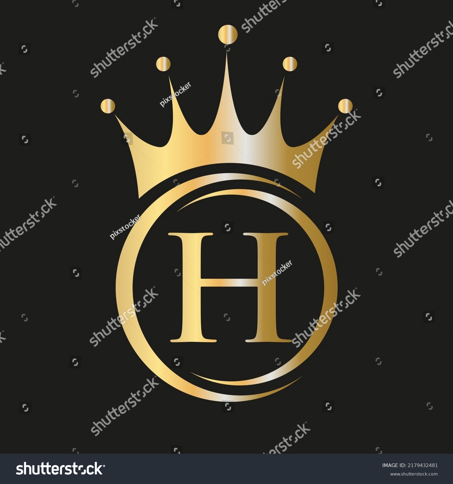 Letter H Crown Logo Royal Crown Stock Vector (Royalty Free) 2179432481 ...