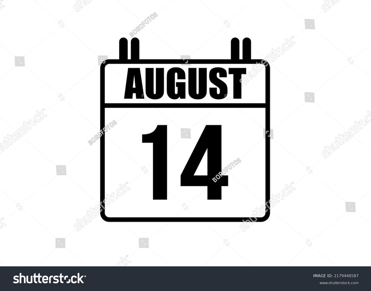 14 August Calendar Simple Calendar Page Stock Vector (Royalty Free ...