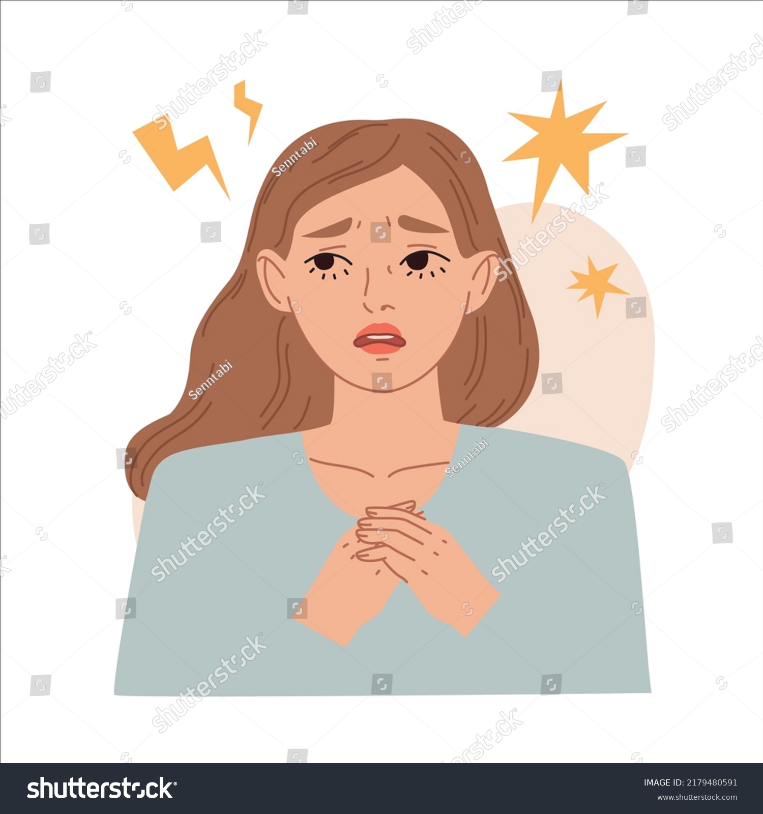 Worried Embarrassed Young Woman Sad Female Stock Vector (Royalty Free ...