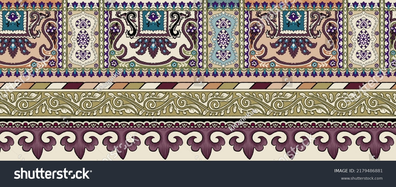 Mughal Art Work Border Design Traditional Stock Illustration 2179486881   Stock Photo Mughal Art Work Border Design Traditional Border Art Work For Digital Textile Print Beautiful 2179486881 