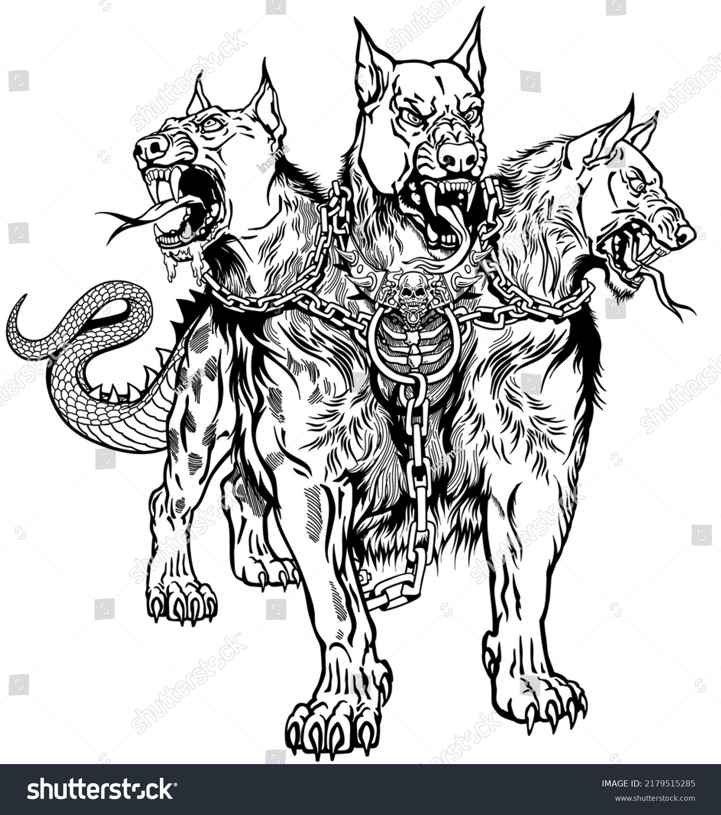 Cerberus Hellhound Mythological Threeheaded Dog Guard Stock Vector ...