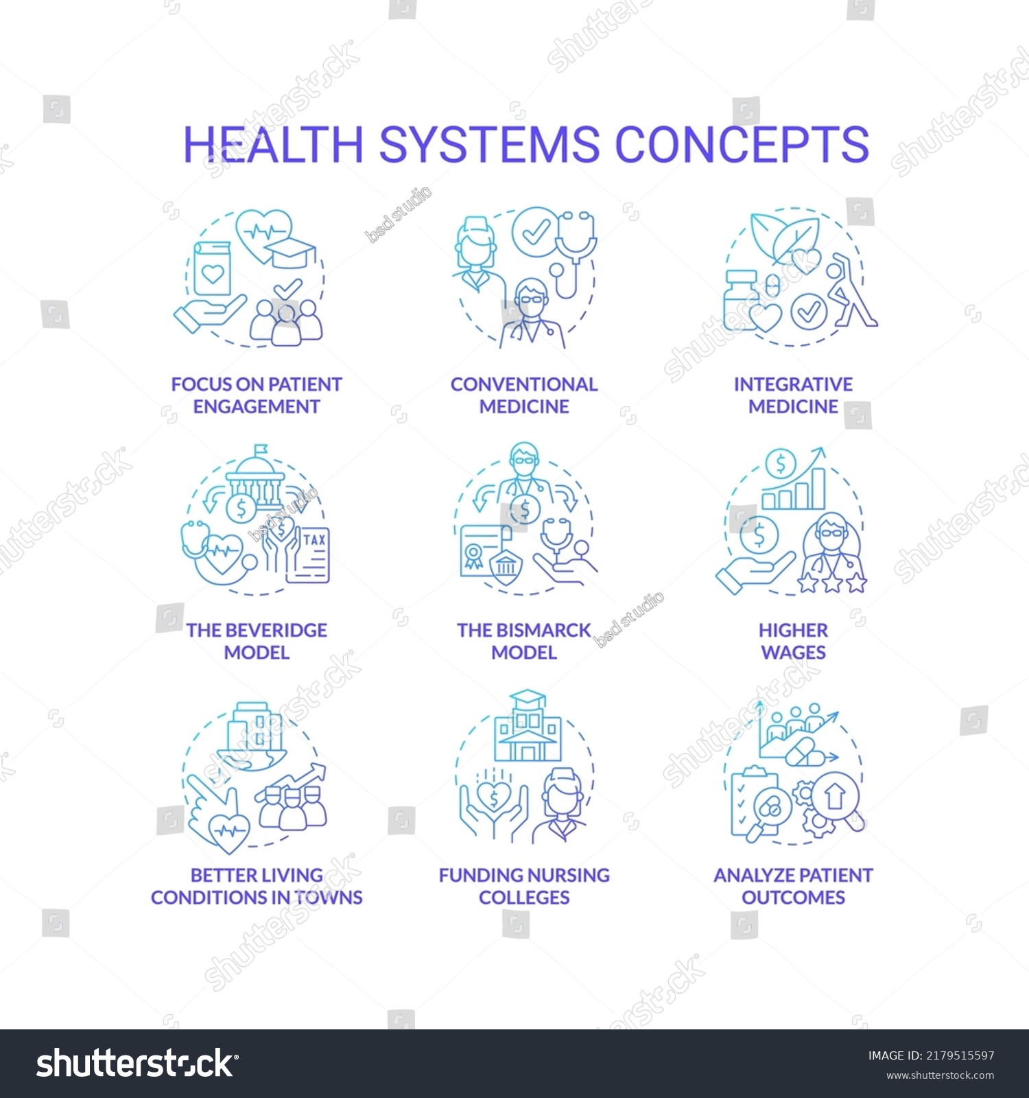 Health Systems Blue Gradient Concept Icons Stock Vector (Royalty Free ...