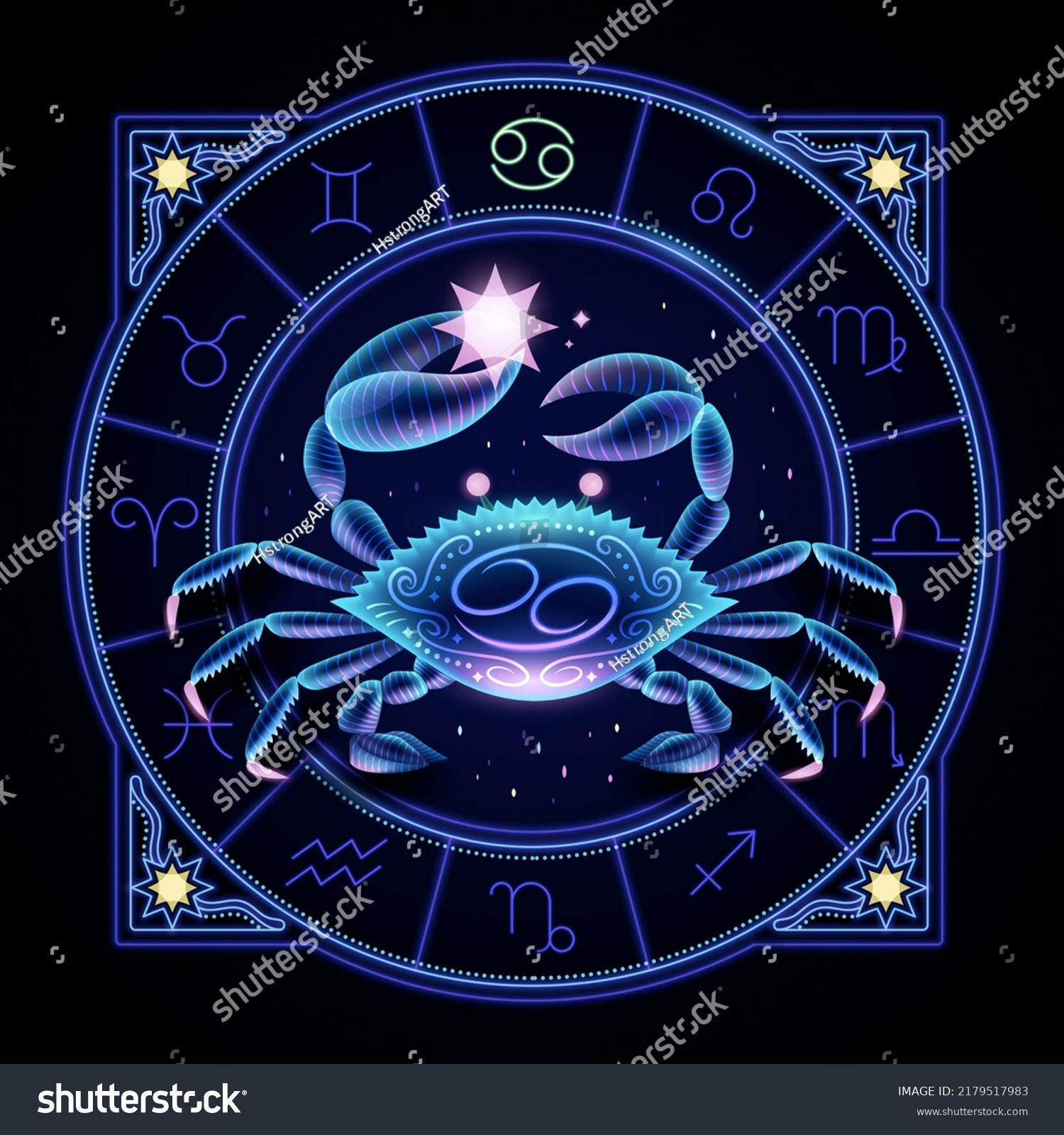 Cancer Zodiac Sign Represented By Crab Stock Illustration 2179517983 3960