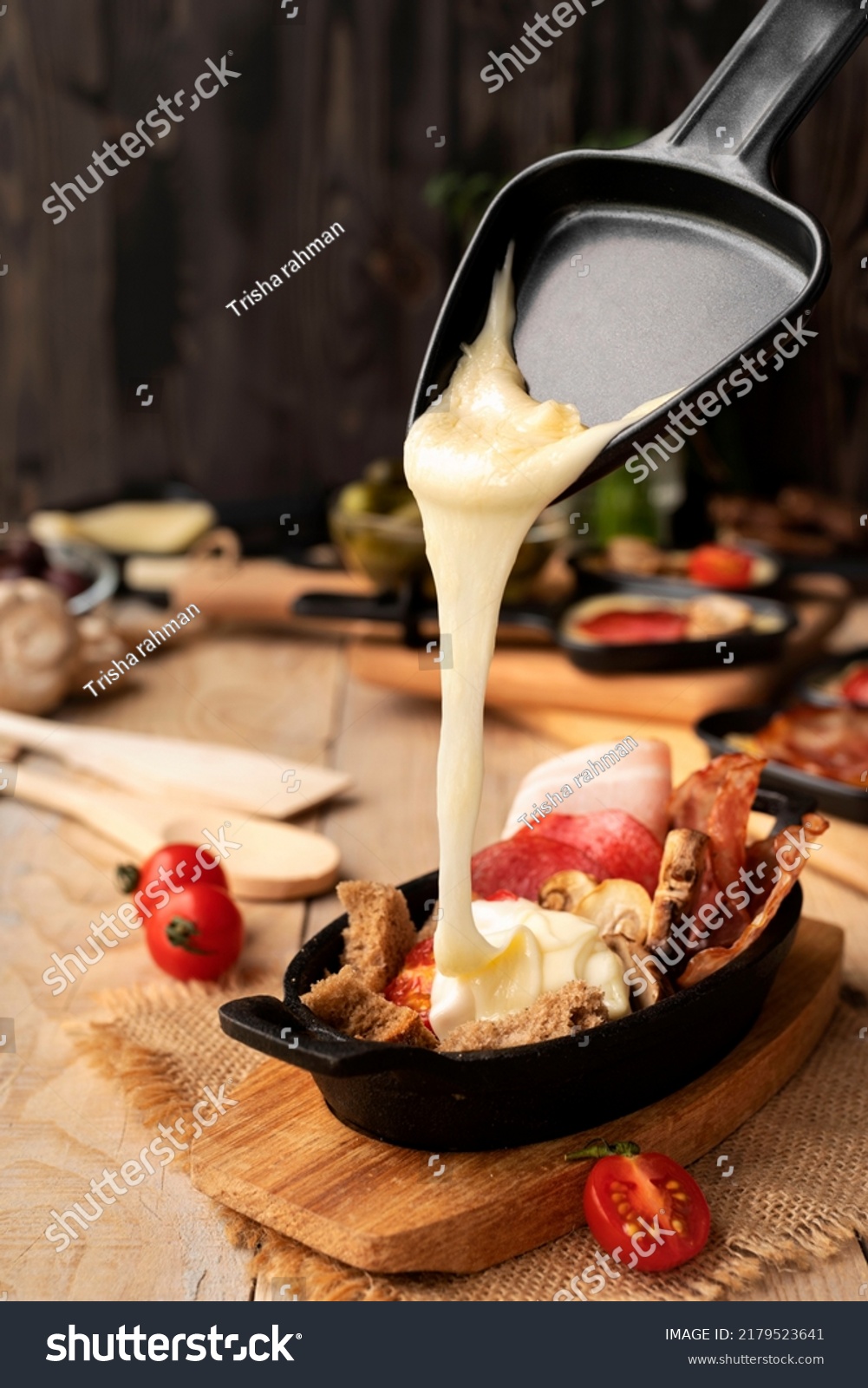 Raclette Dish Made Cheese Assortment Delicious Stock Photo 2179523641