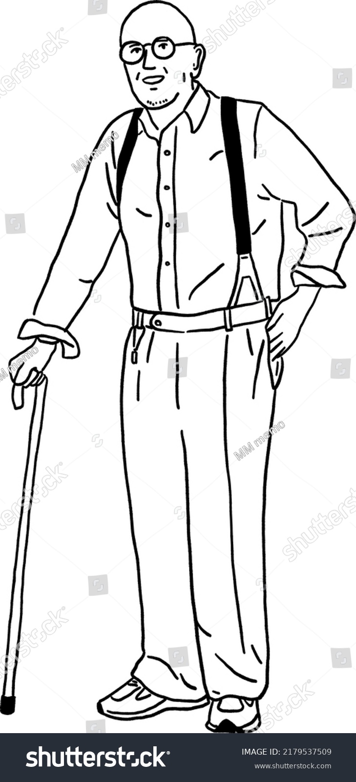 Old Man Walking Stick Senior Lifestyle Stock Vector (Royalty Free ...