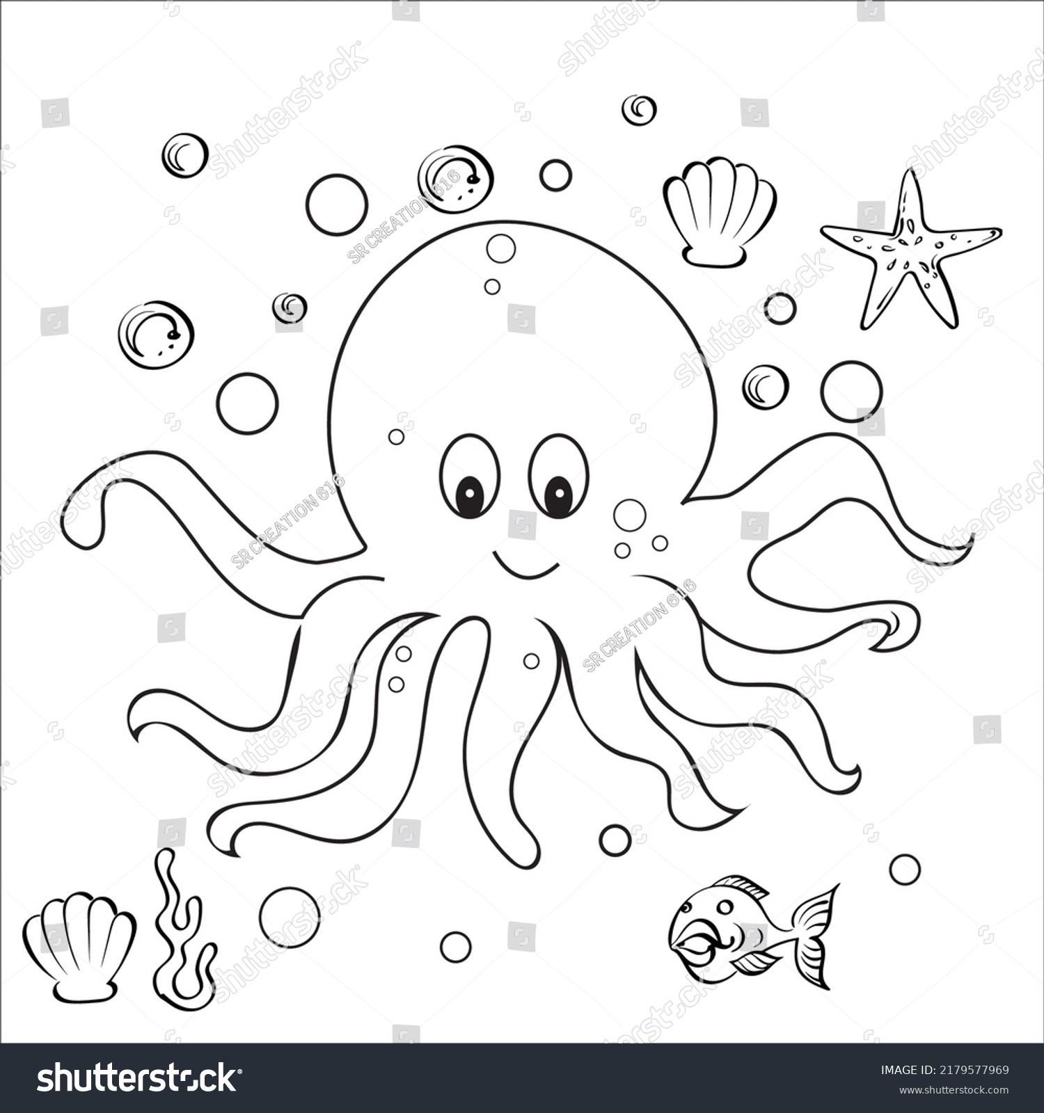 Octupus Coloring Page Kids Stock Vector (Royalty Free) 2179577969 ...