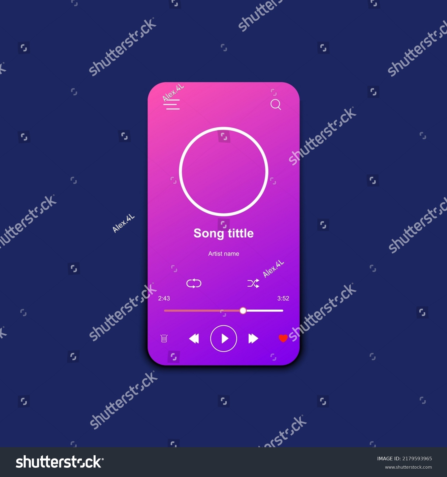 Music Player Mockup Modern Design Template Stock Vector (Royalty Free ...