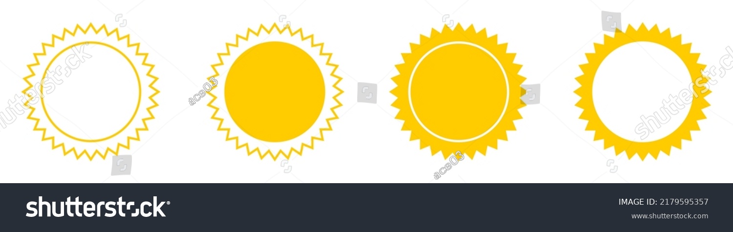 Sun Vector Icons Sun Rays Yellow Stock Vector (Royalty Free) 2179595357