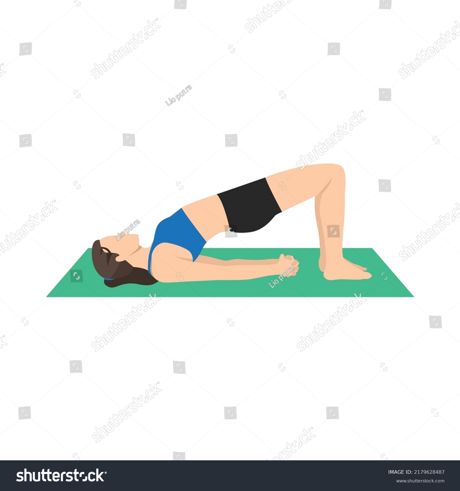 Woman Doing Half Bridge Exercise Flat Stock Vector (Royalty Free ...