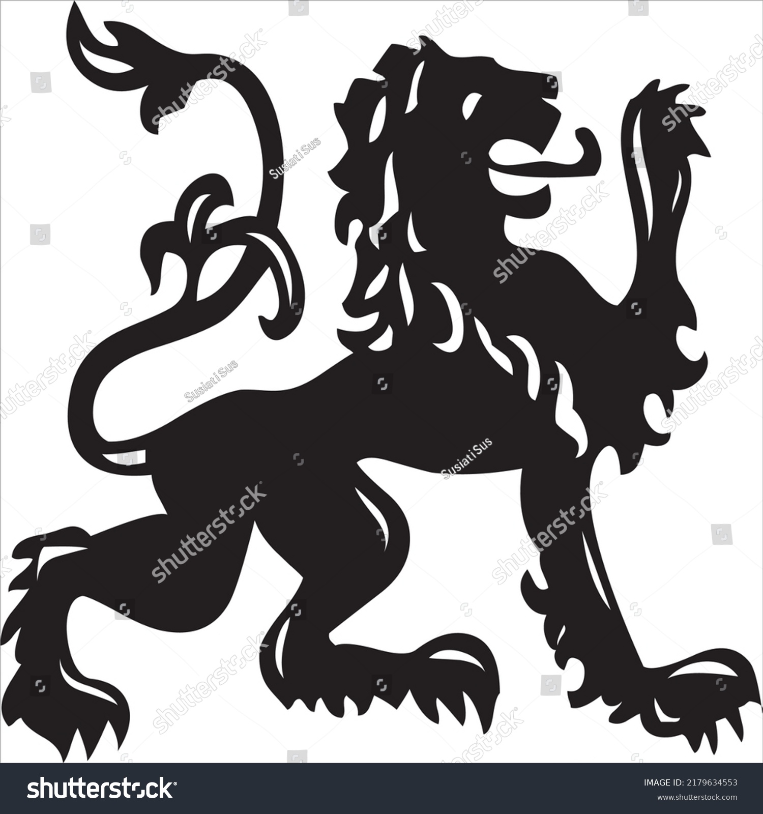 Vector Image Lion Silhouette Icon Black Stock Vector (Royalty Free ...