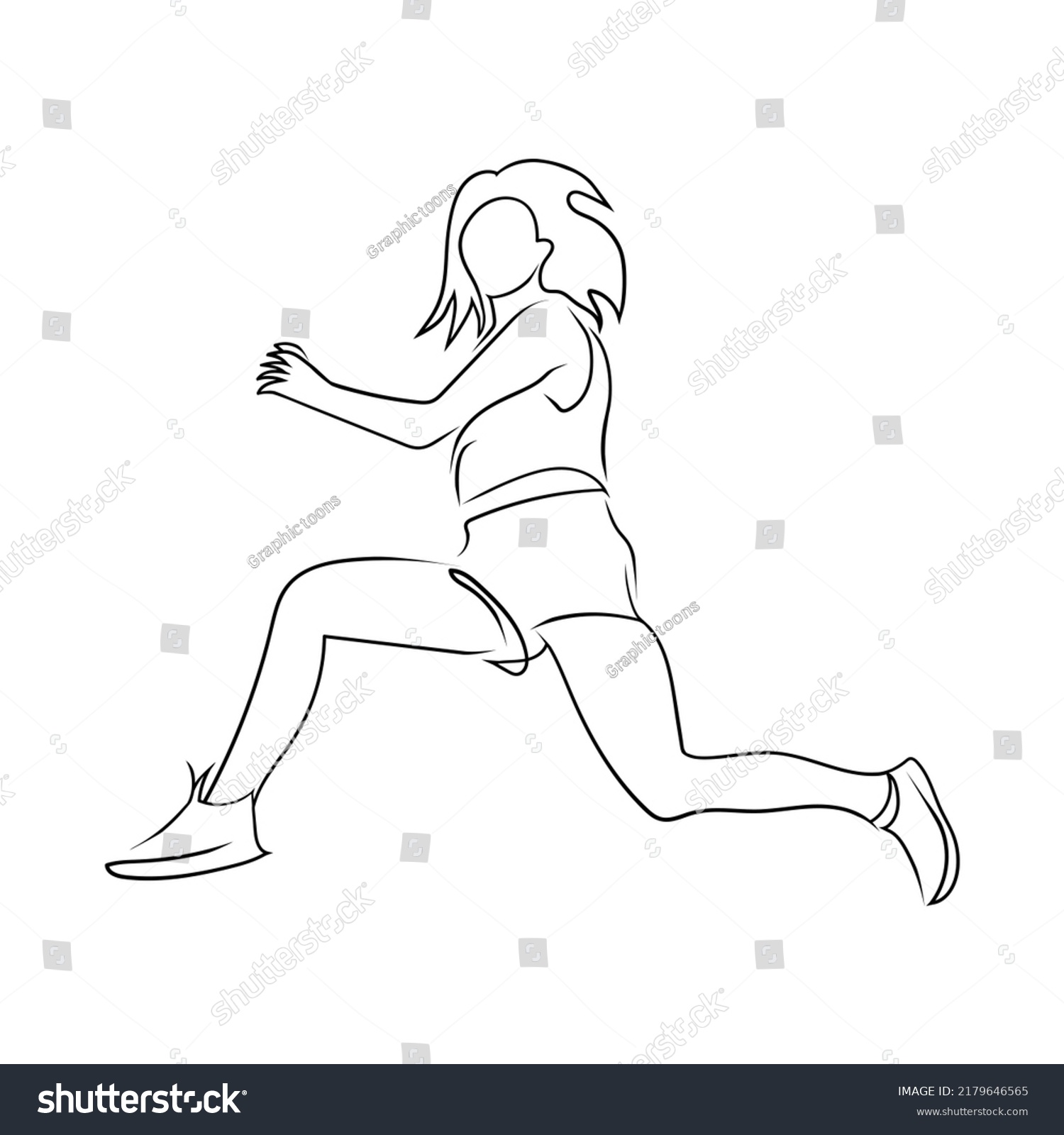 Girl Run Line Art Drawing Style Stock Vector (Royalty Free) 2179646565 ...