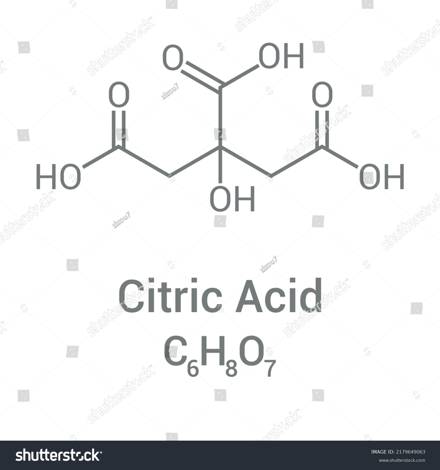 Chemical Structure Citric Acid C6h8o7 Stock Vector (royalty Free 