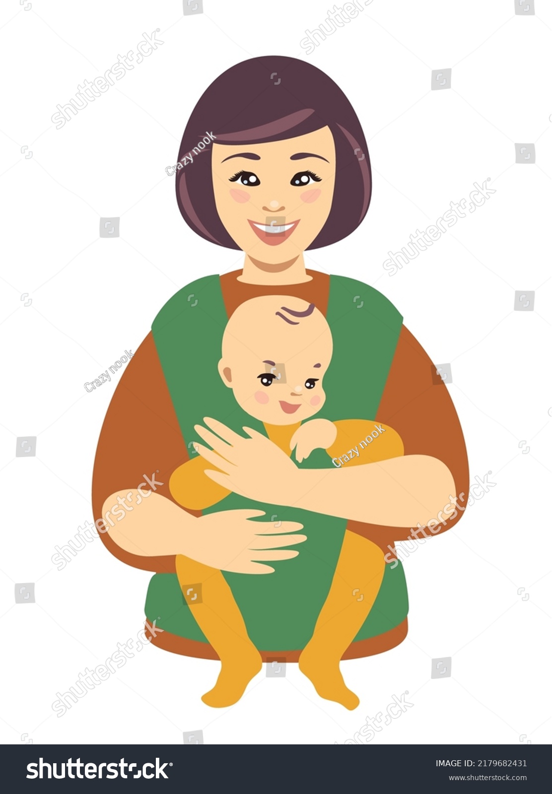 Baby Sling On Mom Vector Flat Stock Vector (Royalty Free) 2179682431 ...