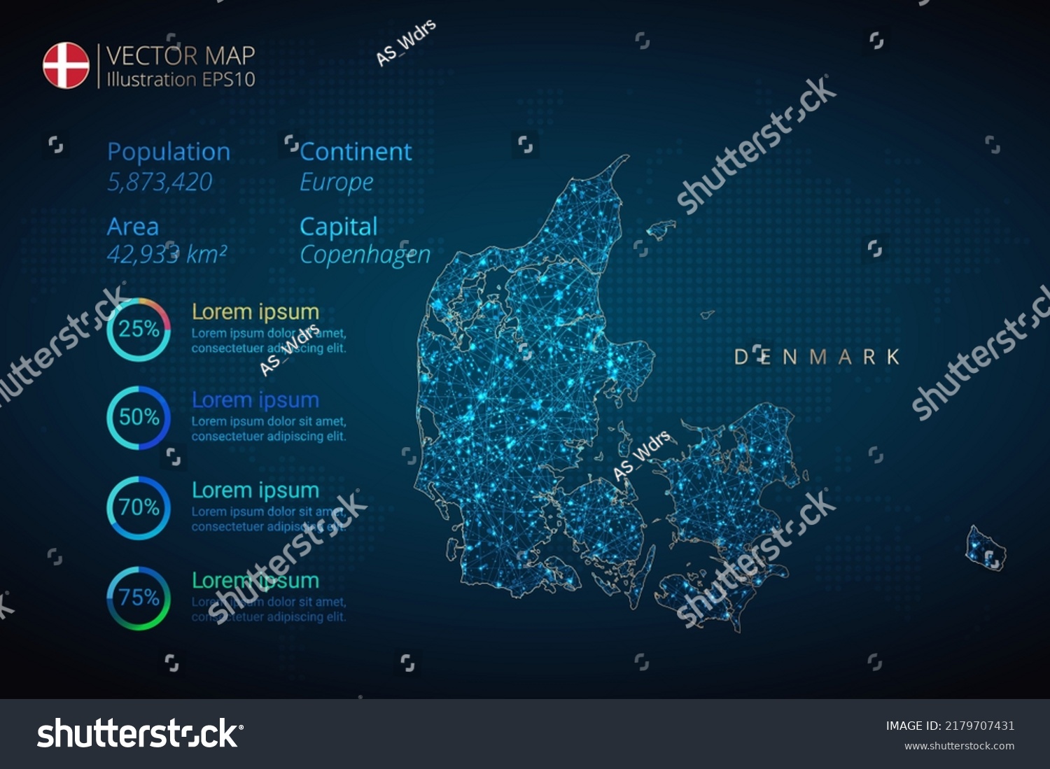 Denmark Map Infographics Vector Template Abstract Stock Vector Royalty   Stock Vector Denmark Map Infographics Vector Template With Abstract Geometric Mesh Polygonal Light Concept On 2179707431 