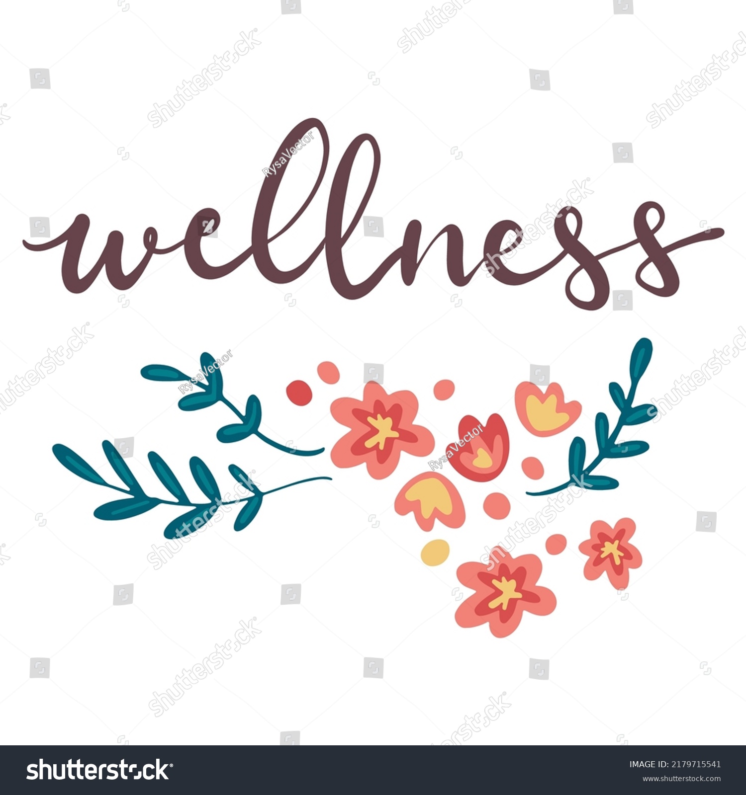 Wellness Handwritten Lettering Card Concept Vector Stock Vector 