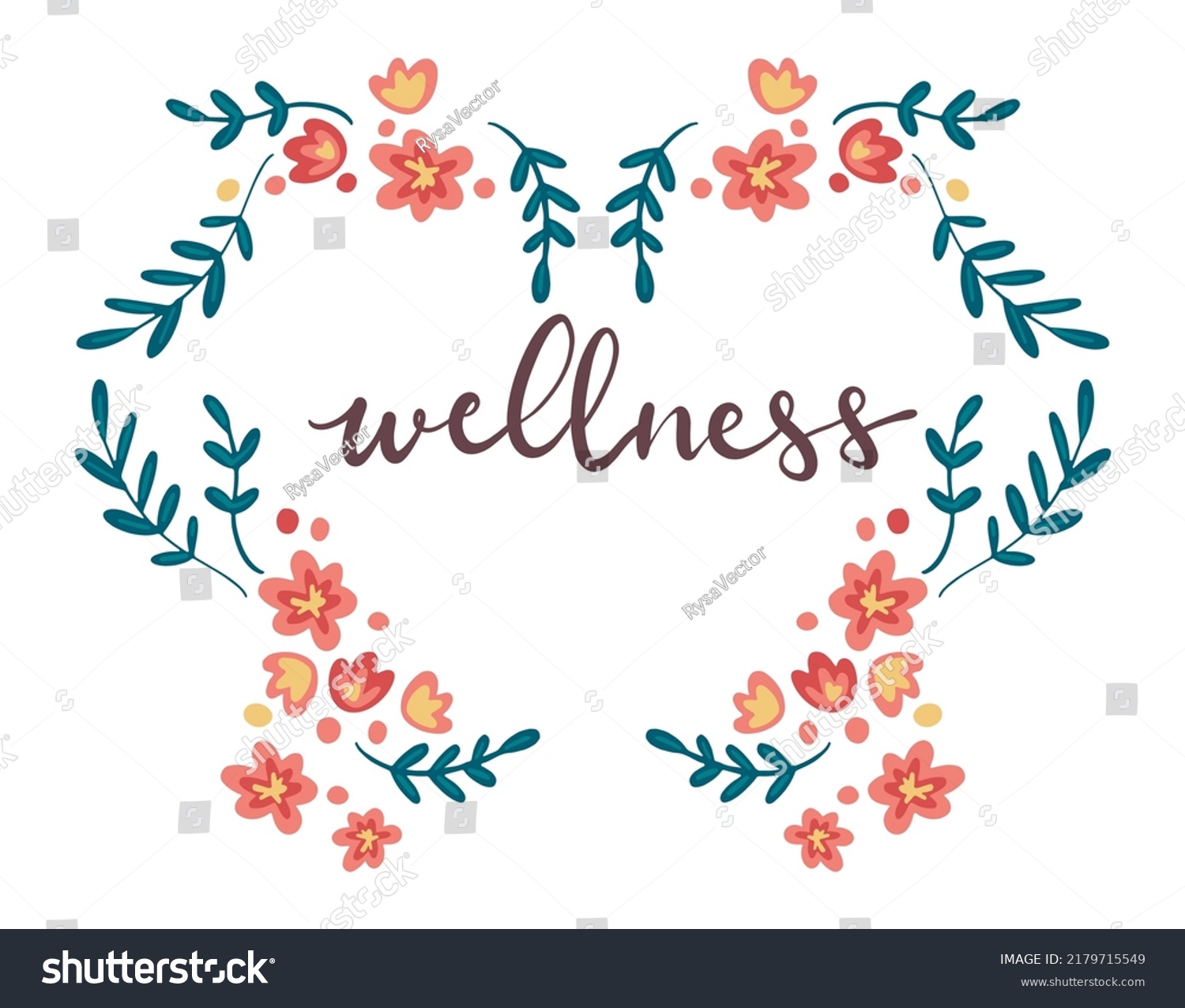 Wellness Handwritten Lettering Card Concept Vector Stock Vector ...