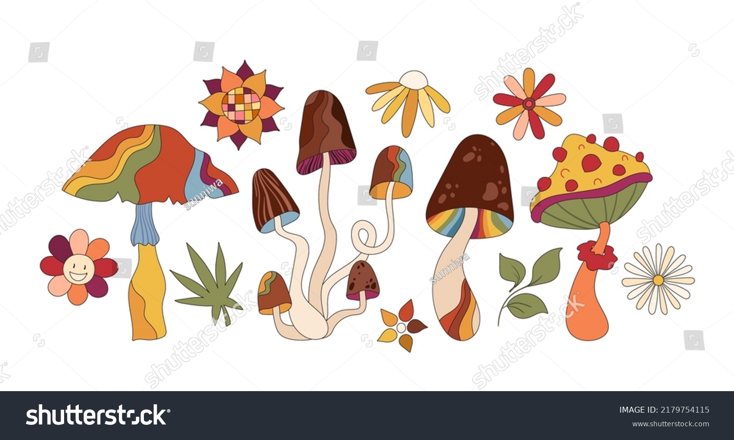 Groovy 70s Retro Isolated Clip Art Stock Vector (Royalty Free ...