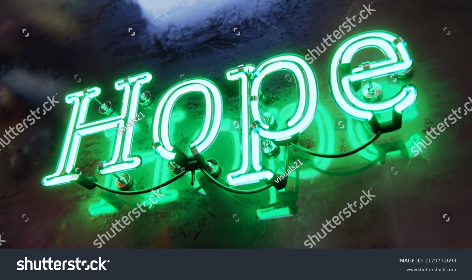 3dillustration Hope Neon Sign Typo 4k Stock Illustration 2179772693